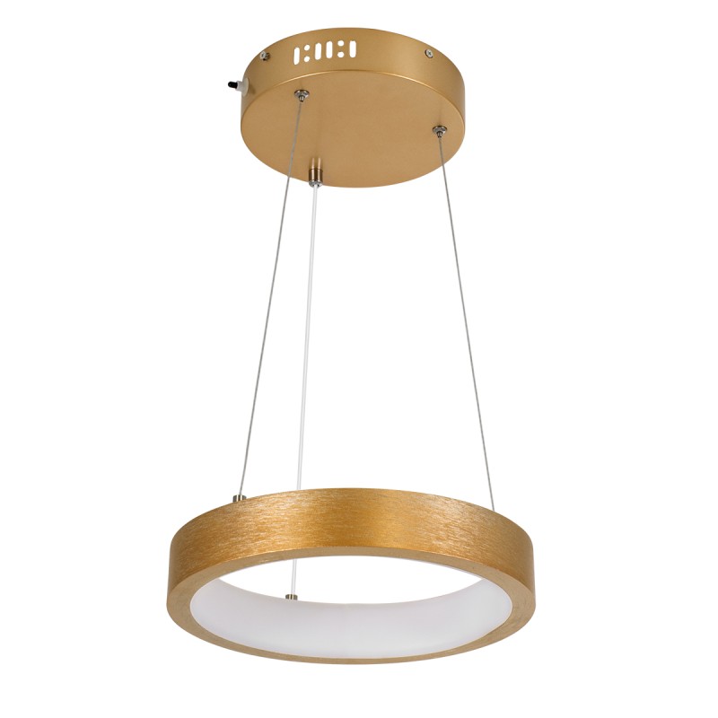 GLOBOSTAR® NEMESIS 61154 Μοντέρνο Κρεμαστό Φωτιστικό Οροφής LED 20W 2356lm 360° AC 220-240V IP20 Ρυθμιζόμενο Λευκό CCT με Χειριστήριο από 2700K έως 6000K Dimmable - Lumileds SMD Chip - Χρυσό Βούρτσας - Μ25 x Π25 x Υ4cm - 3 Χρόνια Εγγύηση