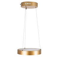 GLOBOSTAR® NEMESIS 61154 Μοντέρνο Κρεμαστό Φωτιστικό Οροφής LED 20W 2356lm 360° AC 220-240V IP20 Ρυθμιζόμενο Λευκό CCT με Χειριστήριο από 2700K έως 6000K Dimmable - Lumileds SMD Chip - Χρυσό Βούρτσας - Μ25 x Π25 x Υ4cm - 3 Χρόνια Εγγύηση
