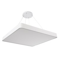 GLOBOSTAR® KAMALA 61211-P Μοντέρνο Κρεμαστό Φωτιστικό Οροφής LED 100W 11020lm 120° AC 220-240V IP20 Ρυθμιζόμενο Λευκό CCT με Χειριστήριο από 2700K έως 6000K Dimmable - Lumileds SMD Chip - Λευκό Ματ - Μ80 x Π80 x Υ8cm - 3 Χρόνια Εγγύηση