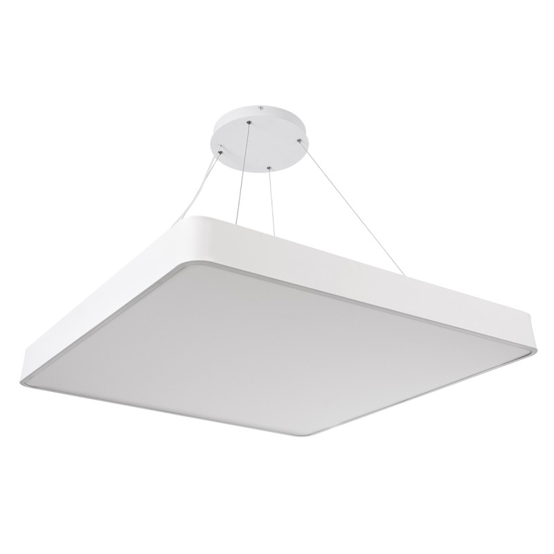 GLOBOSTAR® KAMALA 61211-P Μοντέρνο Κρεμαστό Φωτιστικό Οροφής LED 100W 11020lm 120° AC 220-240V IP20 Ρυθμιζόμενο Λευκό CCT με Χειριστήριο από 2700K έως 6000K Dimmable - Lumileds SMD Chip - Λευκό Ματ - Μ80 x Π80 x Υ8cm - 3 Χρόνια Εγγύηση