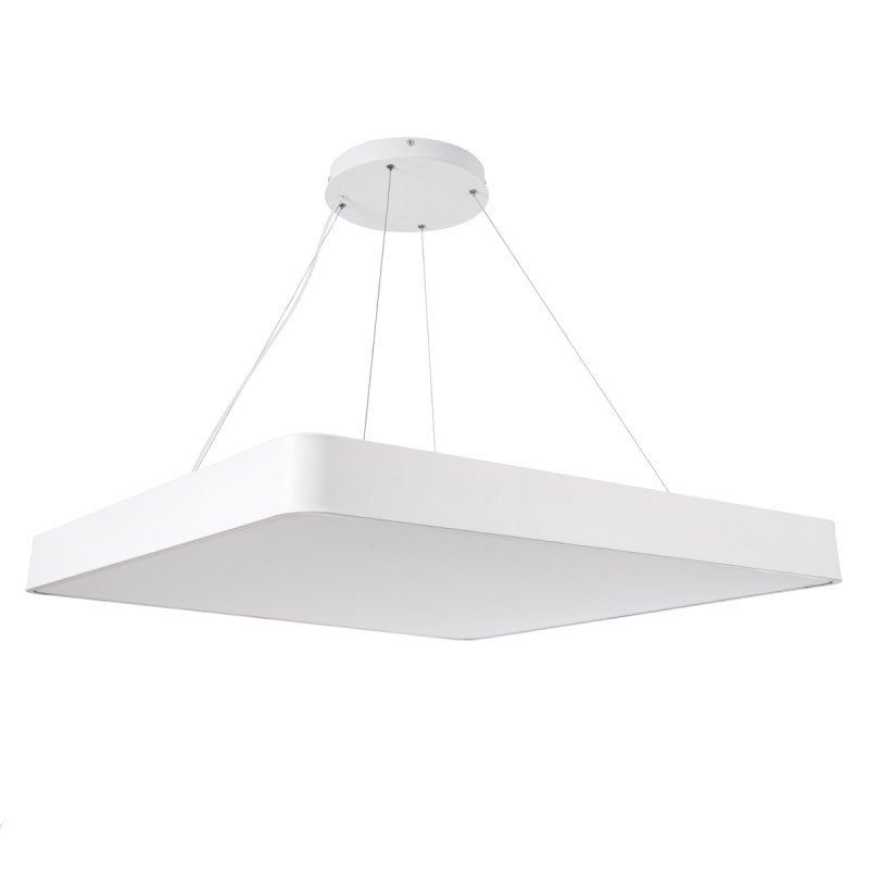 GLOBOSTAR® KAMALA 61211-P Μοντέρνο Κρεμαστό Φωτιστικό Οροφής LED 100W 11020lm 120° AC 220-240V IP20 Ρυθμιζόμενο Λευκό CCT με Χειριστήριο από 2700K έως 6000K Dimmable - Lumileds SMD Chip - Λευκό Ματ - Μ80 x Π80 x Υ8cm - 3 Χρόνια Εγγύηση