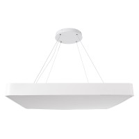 GLOBOSTAR® KAMALA 61211-P Μοντέρνο Κρεμαστό Φωτιστικό Οροφής LED 100W 11020lm 120° AC 220-240V IP20 Ρυθμιζόμενο Λευκό CCT με Χειριστήριο από 2700K έως 6000K Dimmable - Lumileds SMD Chip - Λευκό Ματ - Μ80 x Π80 x Υ8cm - 3 Χρόνια Εγγύηση