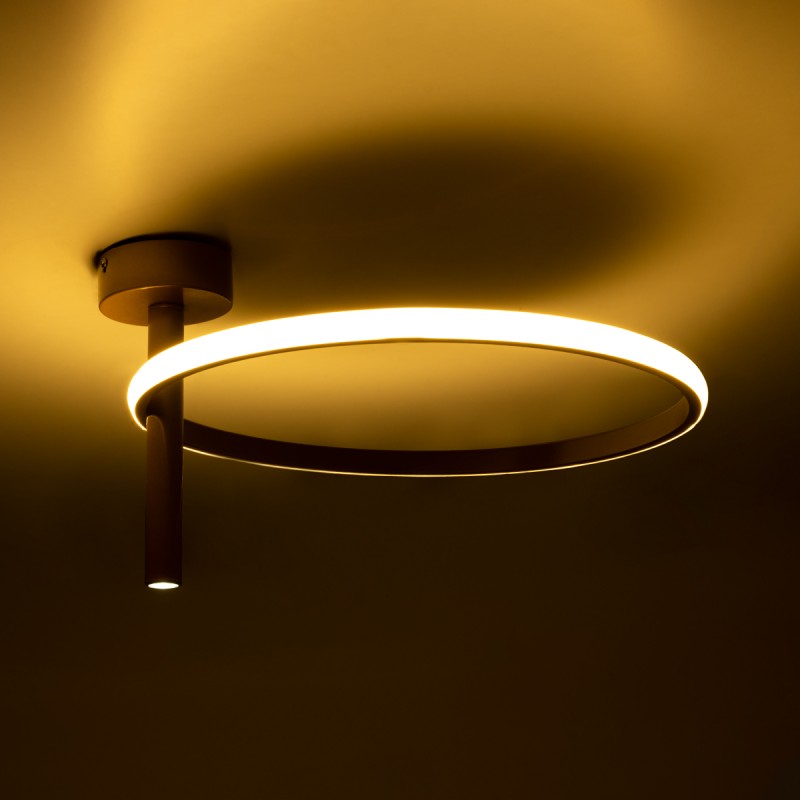 GLOBOSTAR® VERONA 61222 Μοντέρνο Φωτιστικό Οροφής LED 24W 2688lm 360° AC 220-240V IP20 Ρυθμιζόμενο Λευκό CCT με On/Off 2700K/4500K/6000K - Lumileds SMD Chip - Χρυσό - Μ40 x Π40 x Υ23cm - 3 Χρόνια Εγγύηση