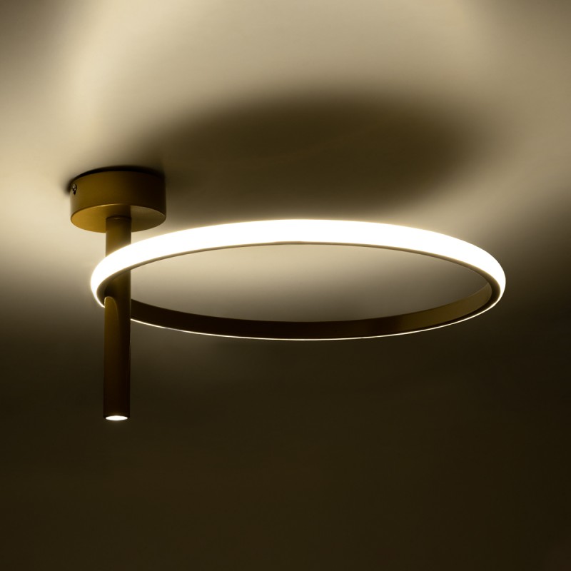 GLOBOSTAR® VERONA 61222 Μοντέρνο Φωτιστικό Οροφής LED 24W 2688lm 360° AC 220-240V IP20 Ρυθμιζόμενο Λευκό CCT με On/Off 2700K/4500K/6000K - Lumileds SMD Chip - Χρυσό - Μ40 x Π40 x Υ23cm - 3 Χρόνια Εγγύηση