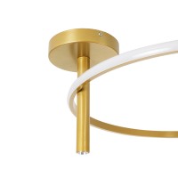 GLOBOSTAR® VERONA 61225 Μοντέρνο Φωτιστικό Οροφής LED 36W 4032lm 360° AC 220-240V IP20 Ρυθμιζόμενο Λευκό CCT με On/Off 2700K/4500K/6000K - Lumileds SMD Chip - Χρυσό Βούρτσας - Μ60 x Π60 x Υ23cm - 3 Χρόνια Εγγύηση
