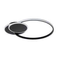 GLOBOSTAR® CIRCUO 61229 Μοντέρνο Φωτιστικό Οροφής LED 75W 8400lm 360° AC 220-240V IP20 Ρυθμιζόμενο Λευκό CCT με Χειριστήριο από 2700K έως 6000K Dimmable - Lumileds SMD Chip - Μαύρο Ματ - Μ53 x Π42.5 x Υ9cm - 3 Χρόνια Εγγύηση