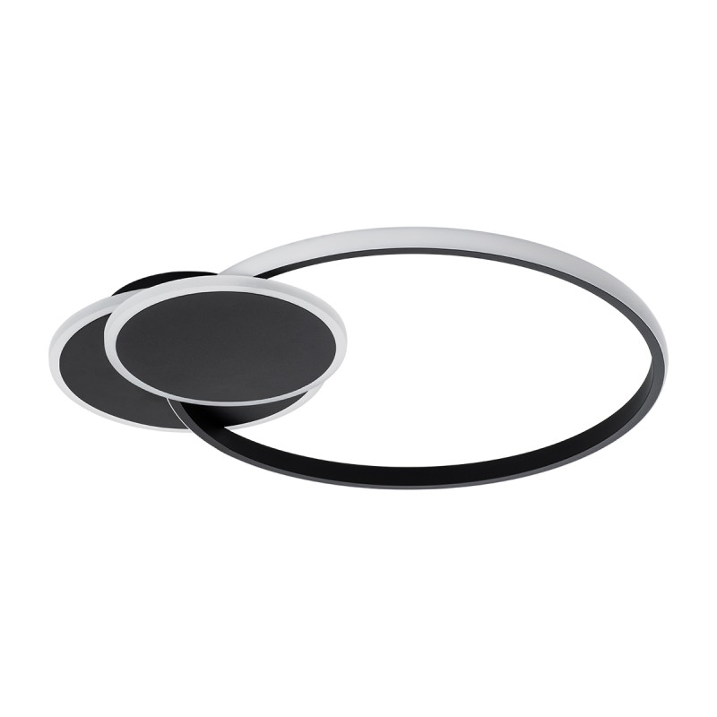 GLOBOSTAR® CIRCUO 61229 Μοντέρνο Φωτιστικό Οροφής LED 75W 8400lm 360° AC 220-240V IP20 Ρυθμιζόμενο Λευκό CCT με Χειριστήριο από 2700K έως 6000K Dimmable - Lumileds SMD Chip - Μαύρο Ματ - Μ53 x Π42.5 x Υ9cm - 3 Χρόνια Εγγύηση