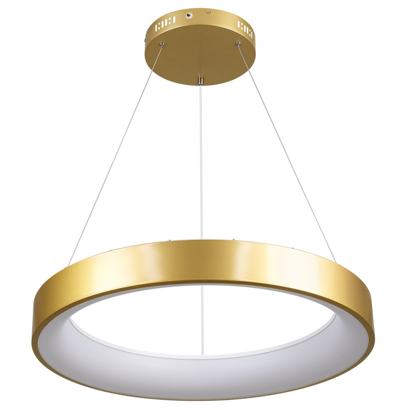 GLOBOSTAR® SALEM 61247 Μοντέρνο Κρεμαστό Φωτιστικό Οροφής LED 105W 12075lm 120° AC 220-240V IP20 Ρυθμιζόμενο Λευκό CCT με Χειριστήριο από 2700K έως 6000K Dimmable - Lumileds SMD Chip - Χρυσό - Μ60 x Π60 x Υ6cm - 3 Χρόνια Εγγύηση