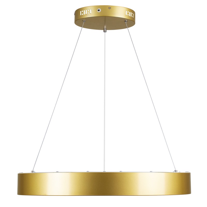 GLOBOSTAR® SALEM 61247 Μοντέρνο Κρεμαστό Φωτιστικό Οροφής LED 105W 12075lm 120° AC 220-240V IP20 Ρυθμιζόμενο Λευκό CCT με Χειριστήριο από 2700K έως 6000K Dimmable - Lumileds SMD Chip - Χρυσό - Μ60 x Π60 x Υ6cm - 3 Χρόνια Εγγύηση