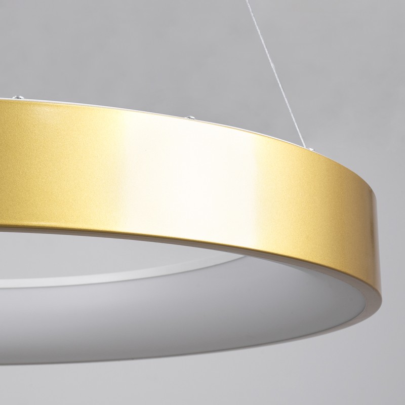 GLOBOSTAR® SALEM 61247 Μοντέρνο Κρεμαστό Φωτιστικό Οροφής LED 105W 12075lm 120° AC 220-240V IP20 Ρυθμιζόμενο Λευκό CCT με Χειριστήριο από 2700K έως 6000K Dimmable - Lumileds SMD Chip - Χρυσό - Μ60 x Π60 x Υ6cm - 3 Χρόνια Εγγύηση