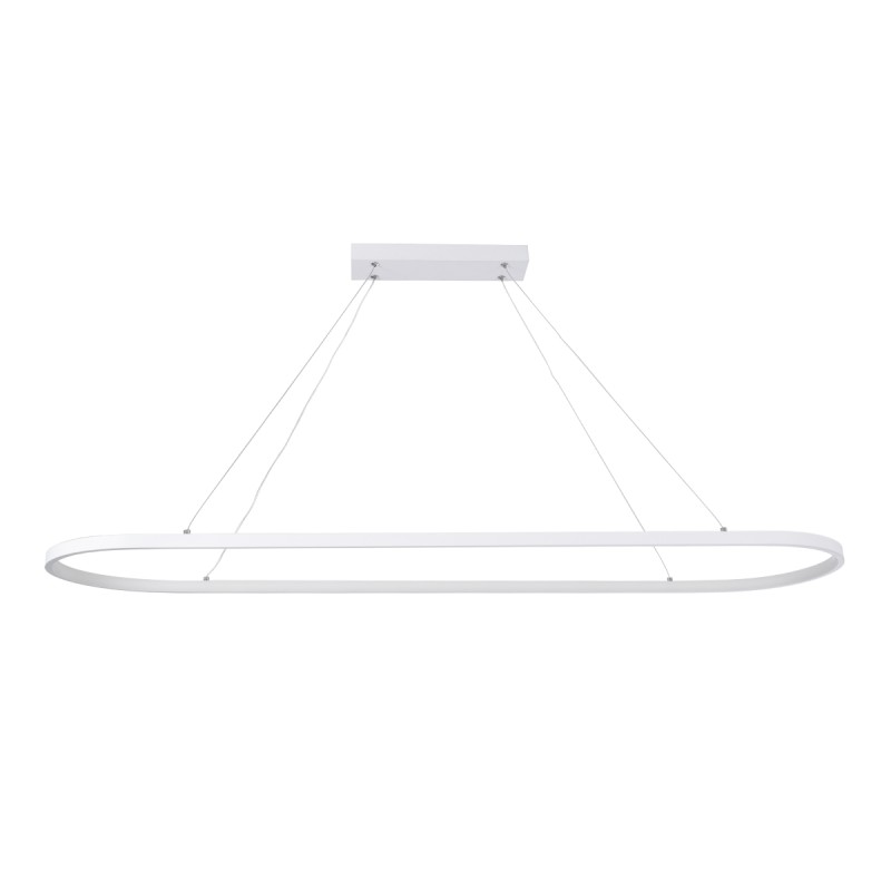 GLOBOSTAR® BOLIVAR 61272 Μοντέρνο Κρεμαστό Φωτιστικό Οροφής LED 54W 6210lm 360° AC 220-240V IP20 Ρυθμιζόμενο Λευκό CCT με Χειριστήριο από 2700K έως 6000K Dimmable - Lumileds SMD Chip - Λευκό Ματ - Μ120 x Π30 x Υ2cm - 3 Χρόνια Εγγύηση