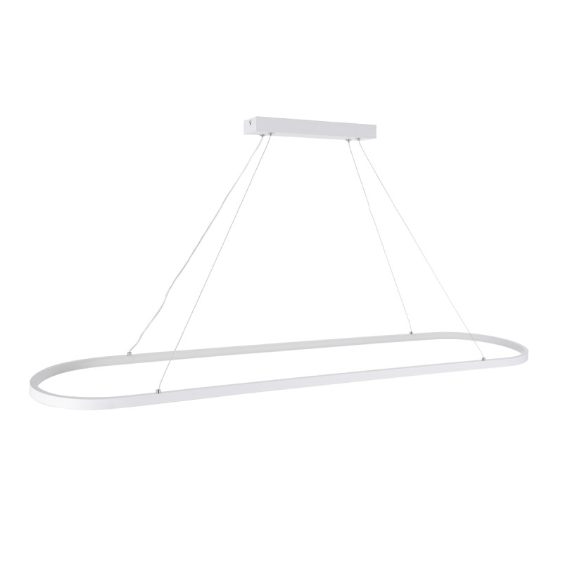 GLOBOSTAR® BOLIVAR 61272 Μοντέρνο Κρεμαστό Φωτιστικό Οροφής LED 54W 6210lm 360° AC 220-240V IP20 Ρυθμιζόμενο Λευκό CCT με Χειριστήριο από 2700K έως 6000K Dimmable - Lumileds SMD Chip - Λευκό Ματ - Μ120 x Π30 x Υ2cm - 3 Χρόνια Εγγύηση