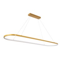 GLOBOSTAR® BOLIVAR 61274 Μοντέρνο Κρεμαστό Φωτιστικό Οροφής LED 54W 6210lm 360° AC 220-240V IP20 Ρυθμιζόμενο Λευκό CCT με Χειριστήριο από 2700K έως 6000K Dimmable - Lumileds SMD Chip - Χρυσό Βούρτσας - Μ120 x Π30 x Υ2cm - 3 Χρόνια Εγγύηση