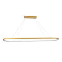 GLOBOSTAR® BOLIVAR 61274 Μοντέρνο Κρεμαστό Φωτιστικό Οροφής LED 54W 6210lm 360° AC 220-240V IP20 Ρυθμιζόμενο Λευκό CCT με Χειριστήριο από 2700K έως 6000K Dimmable - Lumileds SMD Chip - Χρυσό Βούρτσας - Μ120 x Π30 x Υ2cm - 3 Χρόνια Εγγύηση
