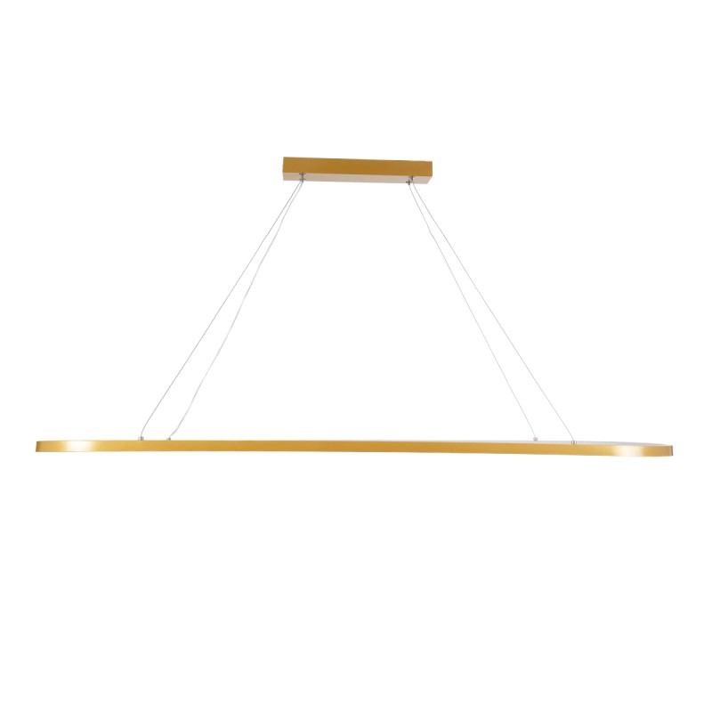 GLOBOSTAR® BOLIVAR 61274 Μοντέρνο Κρεμαστό Φωτιστικό Οροφής LED 54W 6210lm 360° AC 220-240V IP20 Ρυθμιζόμενο Λευκό CCT με Χειριστήριο από 2700K έως 6000K Dimmable - Lumileds SMD Chip - Χρυσό Βούρτσας - Μ120 x Π30 x Υ2cm - 3 Χρόνια Εγγύηση