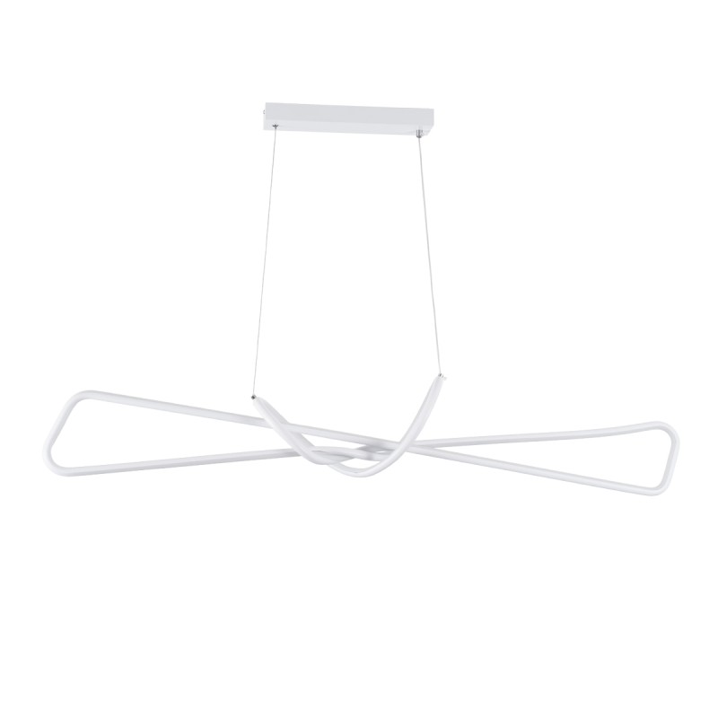 GLOBOSTAR® DOLORES 61280 Μοντέρνο Κρεμαστό Φωτιστικό Οροφής LED 105W 11760lm 300° AC 220-240V IP20 Ρυθμιζόμενο Λευκό CCT με Χειριστήριο από 2700K έως 6000K Dimmable - Lumileds SMD Chip - Λευκό Ματ - Μ110 x Π17 x Υ17.5cm - 3 Χρόνια Εγγύηση