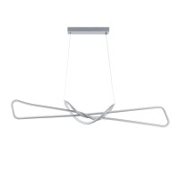 GLOBOSTAR® DOLORES 61281 Μοντέρνο Κρεμαστό Φωτιστικό Οροφής LED 105W 11760lm 300° AC 220-240V IP20 Ρυθμιζόμενο Λευκό CCT με Χειριστήριο από 2700K έως 6000K Dimmable - Lumileds SMD Chip - Νίκελ Βούρτσας - Μ110 x Π17 x Υ17.5cm - 3 Χρόνια Εγγύηση