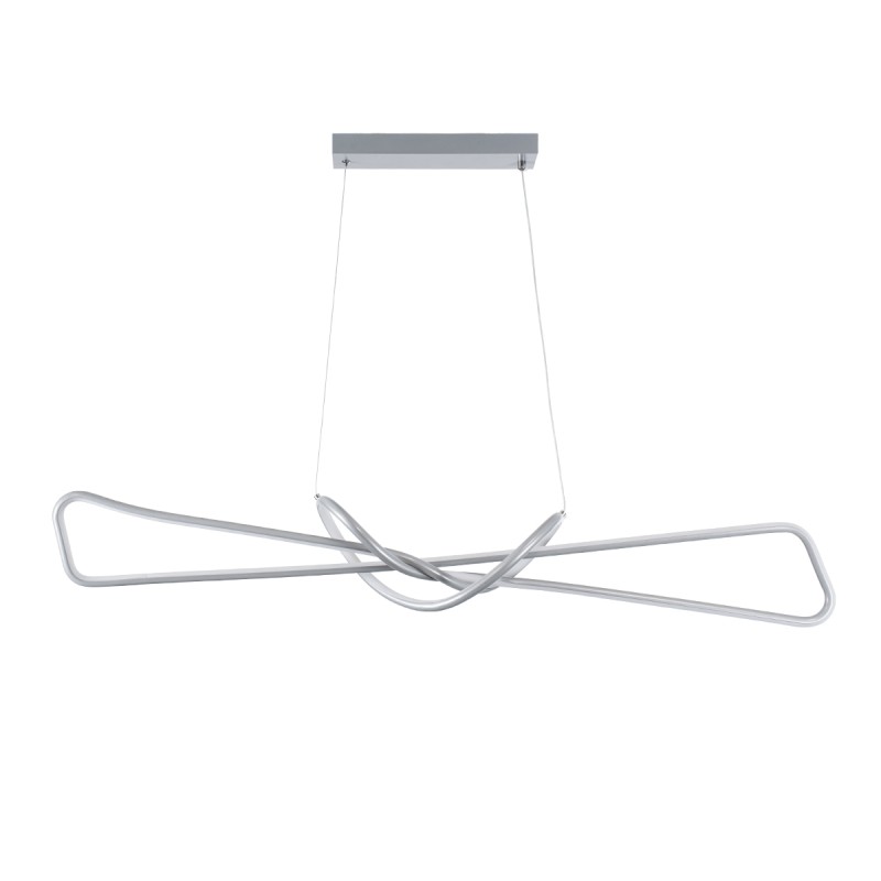 GLOBOSTAR® DOLORES 61281 Μοντέρνο Κρεμαστό Φωτιστικό Οροφής LED 105W 11760lm 300° AC 220-240V IP20 Ρυθμιζόμενο Λευκό CCT με Χειριστήριο από 2700K έως 6000K Dimmable - Lumileds SMD Chip - Νίκελ Βούρτσας - Μ110 x Π17 x Υ17.5cm - 3 Χρόνια Εγγύηση