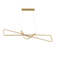 GLOBOSTAR® DOLORES 61282 Μοντέρνο Κρεμαστό Φωτιστικό Οροφής LED 105W 11760lm 300° AC 220-240V IP20 Ρυθμιζόμενο Λευκό CCT με Χειριστήριο από 2700K έως 6000K Dimmable - Lumileds SMD Chip - Χρυσό Βούρτσας - Μ110 x Π17 x Υ17.5cm - 3 Χρόνια Εγγύηση