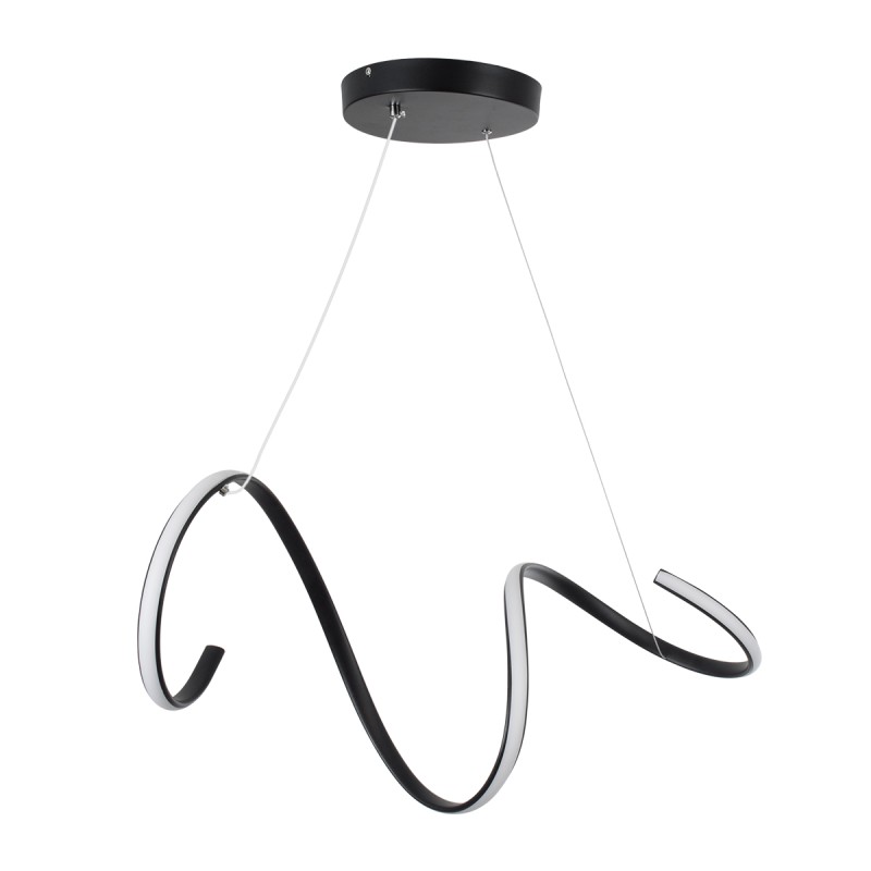 GLOBOSTAR® SPIRALE 61283 Μοντέρνο Κρεμαστό Φωτιστικό Οροφής LED 75W 8400lm 300° AC 220-240V IP20 Ρυθμιζόμενο Λευκό CCT με Χειριστήριο από 2700K έως 6000K Dimmable - Lumileds SMD Chip - Μαύρο Ματ - Μ72 x Π25 x Υ30cm - 3 Χρόνια Εγγύηση