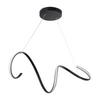 GLOBOSTAR® SPIRALE 61283 Μοντέρνο Κρεμαστό Φωτιστικό Οροφής LED 75W 8400lm 300° AC 220-240V IP20 Ρυθμιζόμενο Λευκό CCT με Χειριστήριο από 2700K έως 6000K Dimmable - Lumileds SMD Chip - Μαύρο Ματ - Μ72 x Π25 x Υ30cm - 3 Χρόνια Εγγύηση