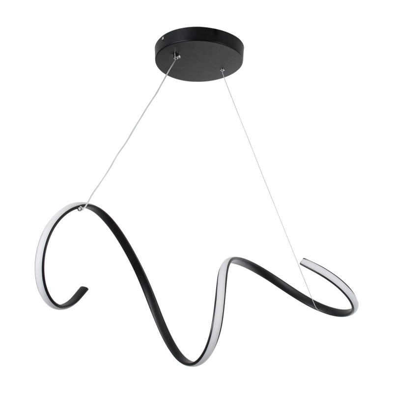GLOBOSTAR® SPIRALE 61283 Μοντέρνο Κρεμαστό Φωτιστικό Οροφής LED 75W 8400lm 300° AC 220-240V IP20 Ρυθμιζόμενο Λευκό CCT με Χειριστήριο από 2700K έως 6000K Dimmable - Lumileds SMD Chip - Μαύρο Ματ - Μ72 x Π25 x Υ30cm - 3 Χρόνια Εγγύηση