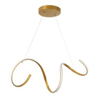 GLOBOSTAR® SPIRALE 61286 Μοντέρνο Κρεμαστό Φωτιστικό Οροφής LED 75W 8400lm 300° AC 220-240V IP20 Ρυθμιζόμενο Λευκό CCT με Χειριστήριο από 2700K έως 6000K Dimmable - Lumileds SMD Chip - Χρυσό Βούρτσας - Μ72 x Π25 x Υ30cm - 3 Χρόνια Εγγύηση