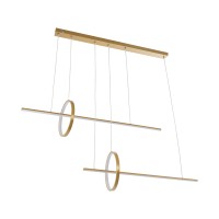 GLOBOSTAR® LINEARE 61291 Μοντέρνο Κρεμαστό Φωτιστικό Οροφής LED 67W 7504lm 300° AC 220-240V IP20 Ρυθμιζόμενο Λευκό CCT με Χειριστήριο από 2700K έως 6000K Dimmable - Lumileds SMD Chip - Χρυσό Βούρτσας - Μ130 x Π25 x Υ60cm - 3 Χρόνια Εγγύηση