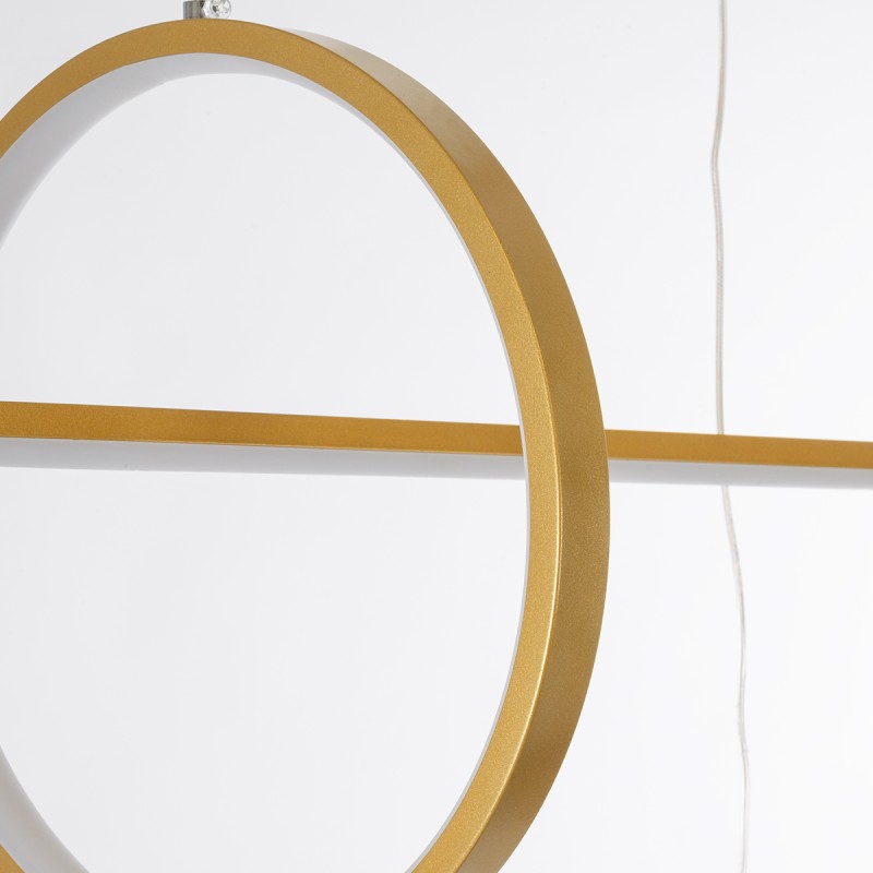 GLOBOSTAR® LINEARE 61291 Μοντέρνο Κρεμαστό Φωτιστικό Οροφής LED 67W 7504lm 300° AC 220-240V IP20 Ρυθμιζόμενο Λευκό CCT με Χειριστήριο από 2700K έως 6000K Dimmable - Lumileds SMD Chip - Χρυσό Βούρτσας - Μ130 x Π25 x Υ60cm - 3 Χρόνια Εγγύηση