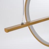 GLOBOSTAR® LINEARE 61291 Μοντέρνο Κρεμαστό Φωτιστικό Οροφής LED 67W 7504lm 300° AC 220-240V IP20 Ρυθμιζόμενο Λευκό CCT με Χειριστήριο από 2700K έως 6000K Dimmable - Lumileds SMD Chip - Χρυσό Βούρτσας - Μ130 x Π25 x Υ60cm - 3 Χρόνια Εγγύηση