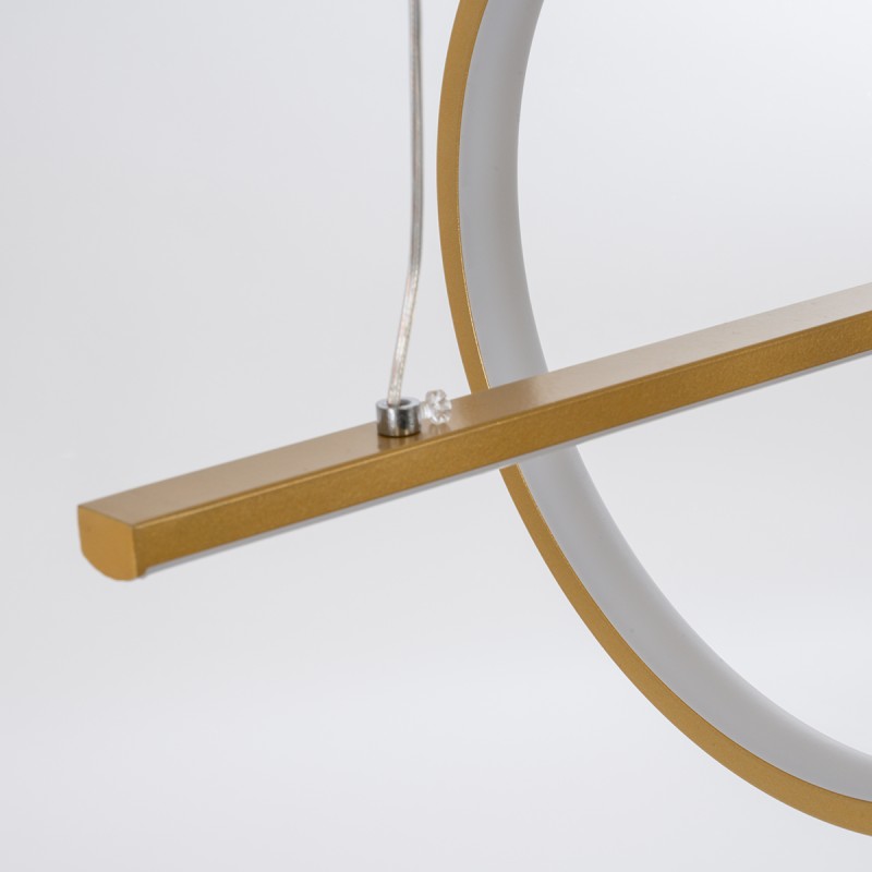 GLOBOSTAR® LINEARE 61291 Μοντέρνο Κρεμαστό Φωτιστικό Οροφής LED 67W 7504lm 300° AC 220-240V IP20 Ρυθμιζόμενο Λευκό CCT με Χειριστήριο από 2700K έως 6000K Dimmable - Lumileds SMD Chip - Χρυσό Βούρτσας - Μ130 x Π25 x Υ60cm - 3 Χρόνια Εγγύηση