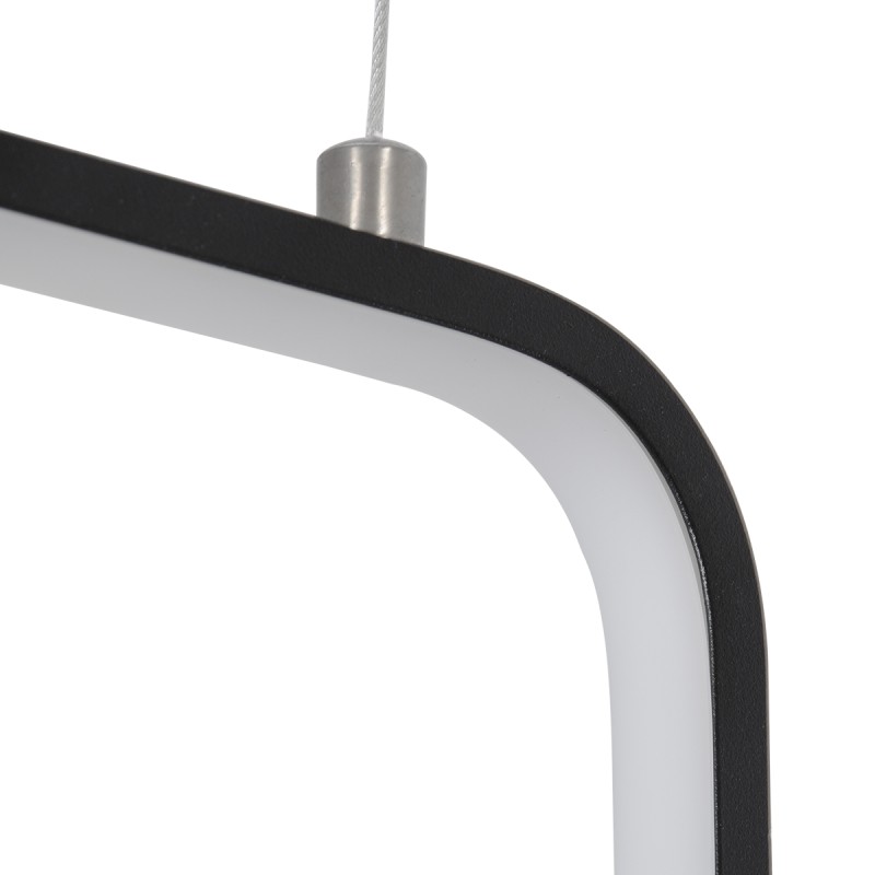 GLOBOSTAR® DEROBA 61298 Μοντέρνο Κρεμαστό Φωτιστικό Οροφής LED 12W 1320lm 360° AC 220-240V IP20 Ρυθμιζόμενο Λευκό CCT με On/Off 2700K/4500K/6000K - Lumileds SMD Chip - Μαύρο Ματ - Μ16 x Π1.6 x Υ25.5cm - 3 Χρόνια Εγγύηση