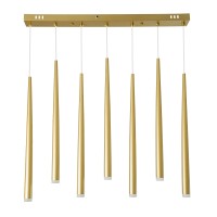 GLOBOSTAR® TEARS 61312 Μοντέρνο Κρεμαστό Φωτιστικό Οροφής LED 21W 2310lm 180° AC 220-240V IP20 Ρυθμιζόμενο Λευκό CCT με Χειριστήριο από 2700K έως 6000K Dimmable - Lumileds SMD Chip - Χρυσό Βούρτσας - Μ70 x Π3.2 x Υ60cm - 3 Χρόνια Εγγύηση