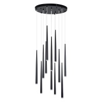 GLOBOSTAR® TEARS 61313 Μοντέρνο Κρεμαστό Φωτιστικό Οροφής LED 36W 3960lm 180° AC 220-240V IP20 Ρυθμιζόμενο Λευκό CCT με Χειριστήριο από 2700K έως 6000K Dimmable - Lumileds SMD Chip - Μαύρο - Μ60 x Π60 x Υ51.5cm - 3 Χρόνια Εγγύηση