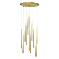 GLOBOSTAR® TEARS 61314 Μοντέρνο Κρεμαστό Φωτιστικό Οροφής LED 36W 3960lm 180° AC 220-240V IP20 Ρυθμιζόμενο Λευκό CCT με Χειριστήριο από 2700K έως 6000K Dimmable - Lumileds SMD Chip - Χρυσό Βούρτσας - Μ60 x Π60 x Υ51.5cm - 3 Χρόνια Εγγύηση