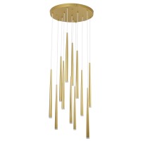GLOBOSTAR® TEARS 61314 Μοντέρνο Κρεμαστό Φωτιστικό Οροφής LED 36W 3960lm 180° AC 220-240V IP20 Ρυθμιζόμενο Λευκό CCT με Χειριστήριο από 2700K έως 6000K Dimmable - Lumileds SMD Chip - Χρυσό Βούρτσας - Μ60 x Π60 x Υ51.5cm - 3 Χρόνια Εγγύηση