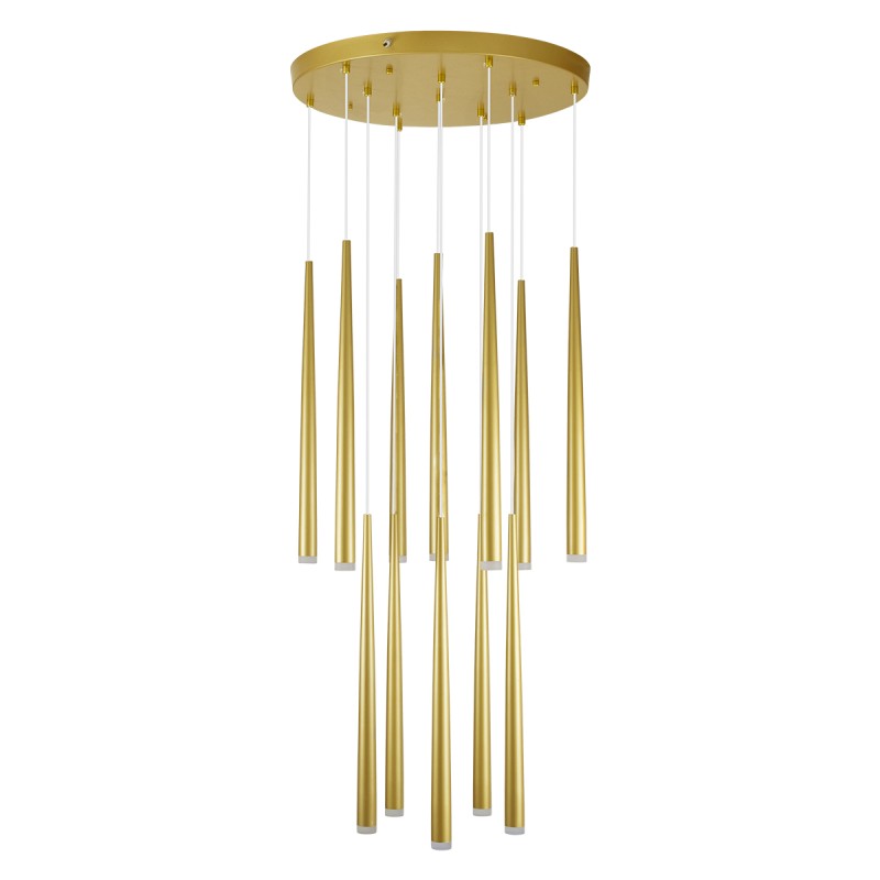 GLOBOSTAR® TEARS 61314 Μοντέρνο Κρεμαστό Φωτιστικό Οροφής LED 36W 3960lm 180° AC 220-240V IP20 Ρυθμιζόμενο Λευκό CCT με Χειριστήριο από 2700K έως 6000K Dimmable - Lumileds SMD Chip - Χρυσό Βούρτσας - Μ60 x Π60 x Υ51.5cm - 3 Χρόνια Εγγύηση