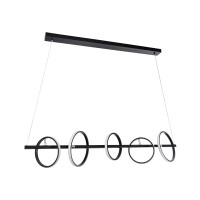 GLOBOSTAR® CIRCOLARE 61319 Μοντέρνο Κρεμαστό Φωτιστικό Οροφής LED 75W 8400lm 360° AC 220-240V IP20 Ρυθμιζόμενο Λευκό CCT με Χειριστήριο από 2700K έως 6000K Dimmable - Lumileds SMD Chip - Μαύρο Ματ - Μ120 x Π25 x Υ25cm - 3 Χρόνια Εγγύηση