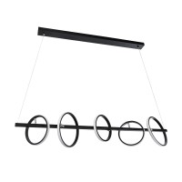 GLOBOSTAR® CIRCOLARE 61319 Μοντέρνο Κρεμαστό Φωτιστικό Οροφής LED 75W 8400lm 360° AC 220-240V IP20 Ρυθμιζόμενο Λευκό CCT με Χειριστήριο από 2700K έως 6000K Dimmable - Lumileds SMD Chip - Μαύρο Ματ - Μ120 x Π25 x Υ25cm - 3 Χρόνια Εγγύηση