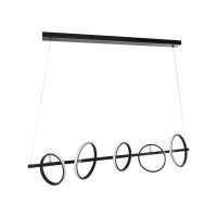 GLOBOSTAR® CIRCOLARE 61319 Μοντέρνο Κρεμαστό Φωτιστικό Οροφής LED 75W 8400lm 360° AC 220-240V IP20 Ρυθμιζόμενο Λευκό CCT με Χειριστήριο από 2700K έως 6000K Dimmable - Lumileds SMD Chip - Μαύρο Ματ - Μ120 x Π25 x Υ25cm - 3 Χρόνια Εγγύηση