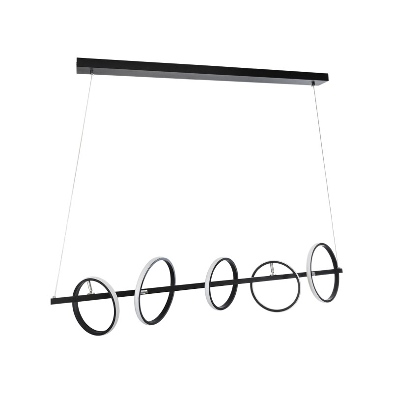 GLOBOSTAR® CIRCOLARE 61319 Μοντέρνο Κρεμαστό Φωτιστικό Οροφής LED 75W 8400lm 360° AC 220-240V IP20 Ρυθμιζόμενο Λευκό CCT με Χειριστήριο από 2700K έως 6000K Dimmable - Lumileds SMD Chip - Μαύρο Ματ - Μ120 x Π25 x Υ25cm - 3 Χρόνια Εγγύηση