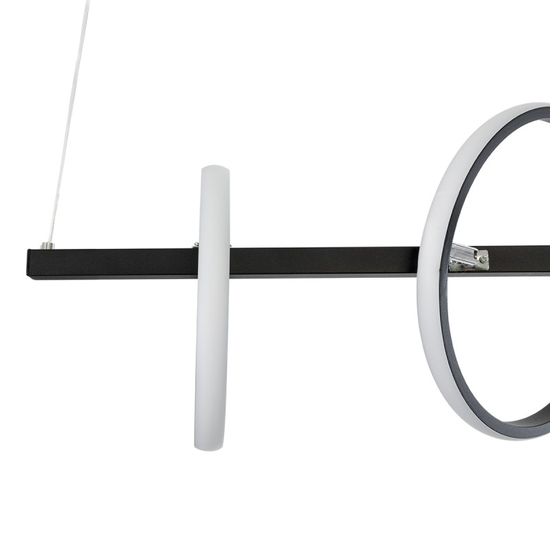 GLOBOSTAR® CIRCOLARE 61319 Μοντέρνο Κρεμαστό Φωτιστικό Οροφής LED 75W 8400lm 360° AC 220-240V IP20 Ρυθμιζόμενο Λευκό CCT με Χειριστήριο από 2700K έως 6000K Dimmable - Lumileds SMD Chip - Μαύρο Ματ - Μ120 x Π25 x Υ25cm - 3 Χρόνια Εγγύηση