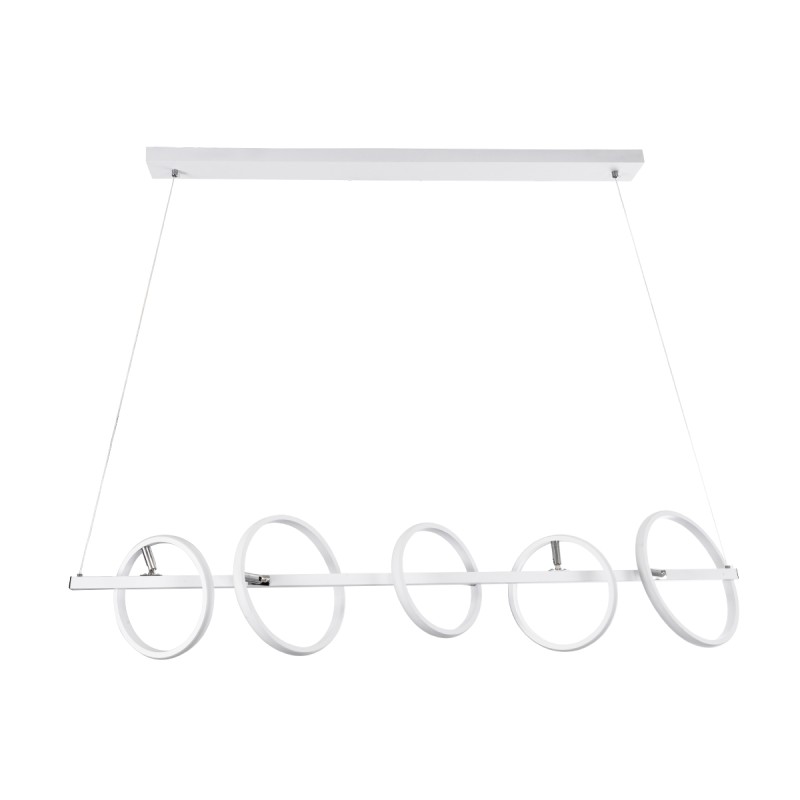 GLOBOSTAR® CIRCOLARE 61320 Μοντέρνο Κρεμαστό Φωτιστικό Οροφής LED 75W 8400lm 360° AC 220-240V IP20 Ρυθμιζόμενο Λευκό CCT με Χειριστήριο από 2700K έως 6000K Dimmable - Lumileds SMD Chip - Λευκό Ματ - Μ120 x Π25 x Υ25cm - 3 Χρόνια Εγγύηση