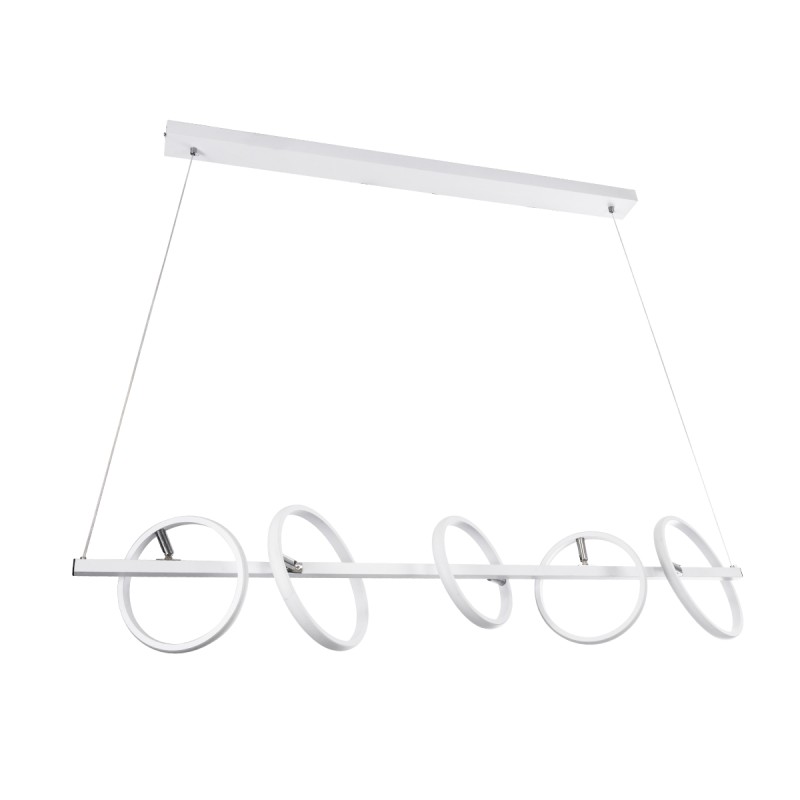 GLOBOSTAR® CIRCOLARE 61320 Μοντέρνο Κρεμαστό Φωτιστικό Οροφής LED 75W 8400lm 360° AC 220-240V IP20 Ρυθμιζόμενο Λευκό CCT με Χειριστήριο από 2700K έως 6000K Dimmable - Lumileds SMD Chip - Λευκό Ματ - Μ120 x Π25 x Υ25cm - 3 Χρόνια Εγγύηση