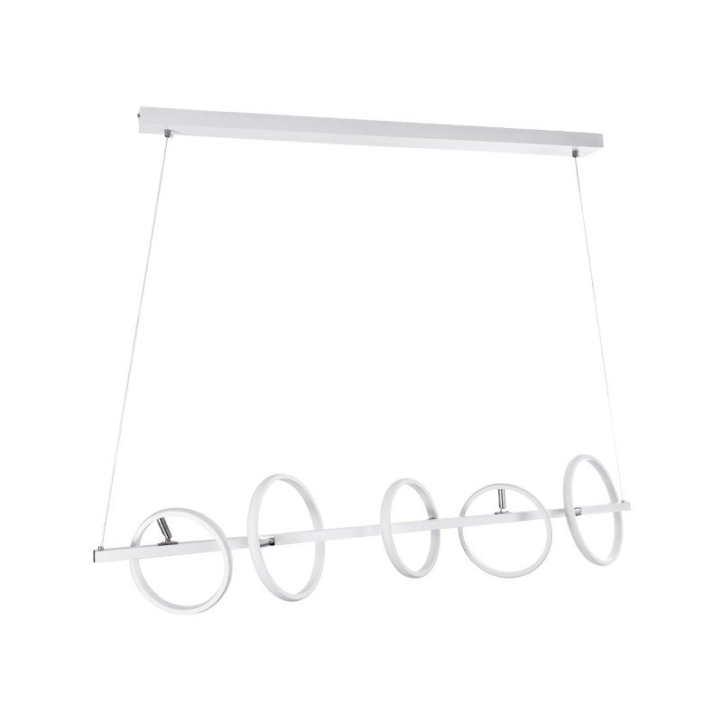 GLOBOSTAR® CIRCOLARE 61320 Μοντέρνο Κρεμαστό Φωτιστικό Οροφής LED 75W 8400lm 360° AC 220-240V IP20 Ρυθμιζόμενο Λευκό CCT με Χειριστήριο από 2700K έως 6000K Dimmable - Lumileds SMD Chip - Λευκό Ματ - Μ120 x Π25 x Υ25cm - 3 Χρόνια Εγγύηση