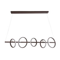 GLOBOSTAR® CIRCOLARE 61321 Μοντέρνο Κρεμαστό Φωτιστικό Οροφής LED 75W 8400lm 360° AC 220-240V IP20 Ρυθμιζόμενο Λευκό CCT με Χειριστήριο από 2700K έως 6000K Dimmable - Lumileds SMD Chip - Καφέ - Μ120 x Π25 x Υ25cm - 3 Χρόνια Εγγύηση