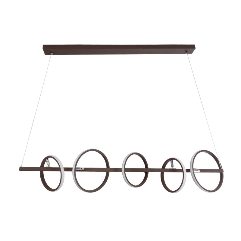 GLOBOSTAR® CIRCOLARE 61321 Μοντέρνο Κρεμαστό Φωτιστικό Οροφής LED 75W 8400lm 360° AC 220-240V IP20 Ρυθμιζόμενο Λευκό CCT με Χειριστήριο από 2700K έως 6000K Dimmable - Lumileds SMD Chip - Καφέ - Μ120 x Π25 x Υ25cm - 3 Χρόνια Εγγύηση