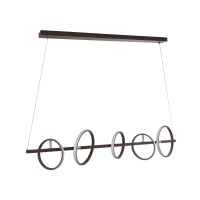 GLOBOSTAR® CIRCOLARE 61321 Μοντέρνο Κρεμαστό Φωτιστικό Οροφής LED 75W 8400lm 360° AC 220-240V IP20 Ρυθμιζόμενο Λευκό CCT με Χειριστήριο από 2700K έως 6000K Dimmable - Lumileds SMD Chip - Καφέ - Μ120 x Π25 x Υ25cm - 3 Χρόνια Εγγύηση