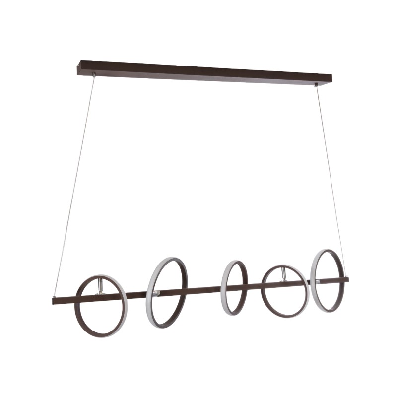 GLOBOSTAR® CIRCOLARE 61321 Μοντέρνο Κρεμαστό Φωτιστικό Οροφής LED 75W 8400lm 360° AC 220-240V IP20 Ρυθμιζόμενο Λευκό CCT με Χειριστήριο από 2700K έως 6000K Dimmable - Lumileds SMD Chip - Καφέ - Μ120 x Π25 x Υ25cm - 3 Χρόνια Εγγύηση
