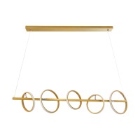 GLOBOSTAR® CIRCOLARE 61322 Μοντέρνο Κρεμαστό Φωτιστικό Οροφής LED 75W 8400lm 360° AC 220-240V IP20 Ρυθμιζόμενο Λευκό CCT με Χειριστήριο από 2700K έως 6000K Dimmable - Lumileds SMD Chip - Χρυσό - Μ120 x Π25 x Υ25cm - 3 Χρόνια Εγγύηση